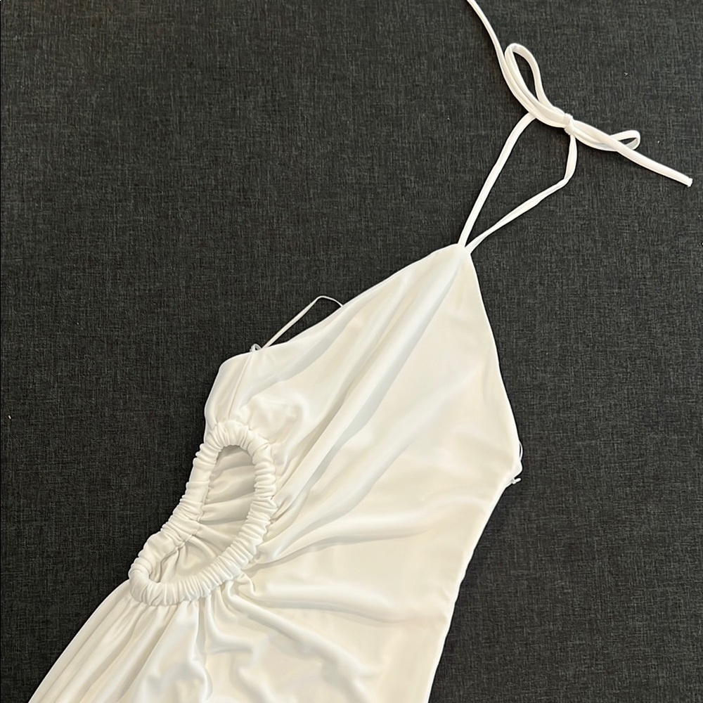 Zara White Cutout Halter Dress